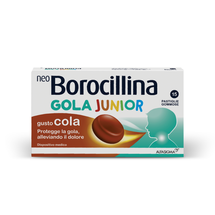 NeoBorocillin Gorge Junior Alfasigma 15 Comprimés Gummy Cola