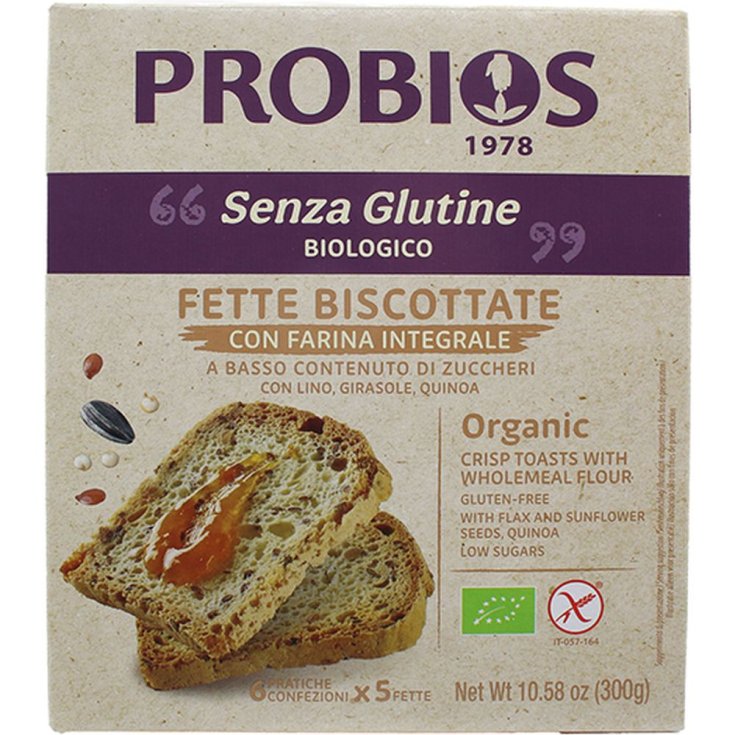 Riz & Riz Biscottes Avec Farine De Blé Complet Sans Gluten Probios 300g (6x50g)