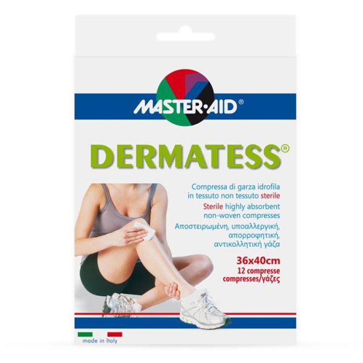 Master-Aid® Dermatess® Compresse de gaze hydrophile en tissu non tissé stérile 36x40 12 pièces