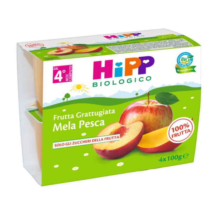 HiPP Bio Fruits Râpés Pomme Pêche 4x100g