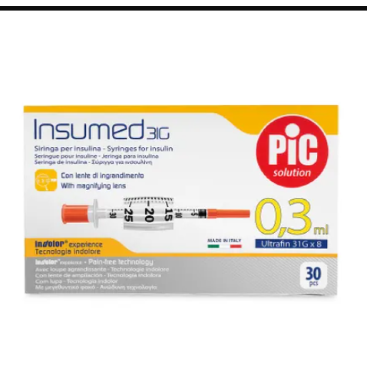 Pic Solution Insumed Seringue à Insuline 0.3ml G31x8 30 Pièces