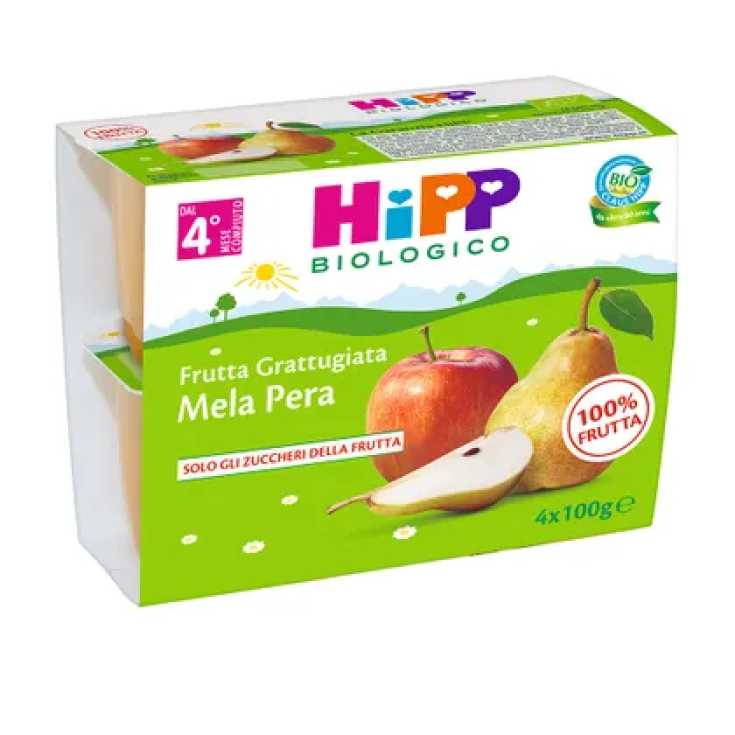 HiPP Bio Fruits Râpés Pomme Poire 4x100g