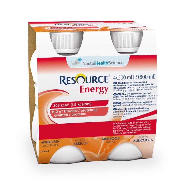 Nestlé Health Science Resource Energy Abricot Boisson Riche En Calories Et Riche En Protéines 4 x200 ml