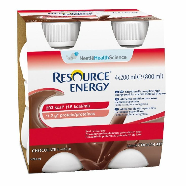 Nestlé Health Science Resource Energy Chocolat Riche en Calories et Riche en Protéines 4 x200ml