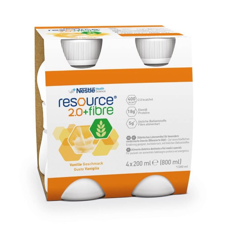 Nestlé Health Science Resource 2.0 + Fibre Boisson Vanille Enrichie En FOS Et Fibres GOS 200 ml