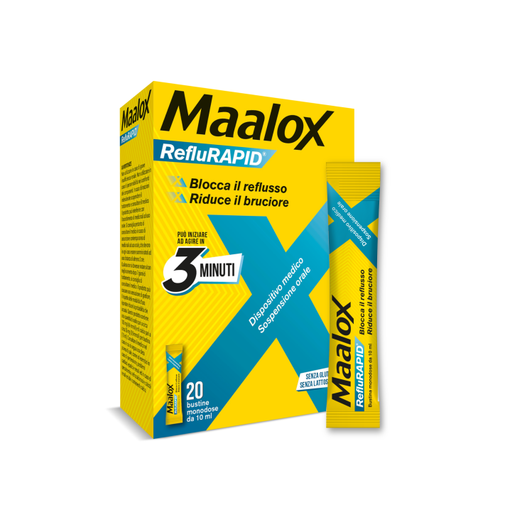 Sanofi Maalox RefluRAPID Sans Gluten Sans Lactose 20 Sachets Unidoses De 10 ml