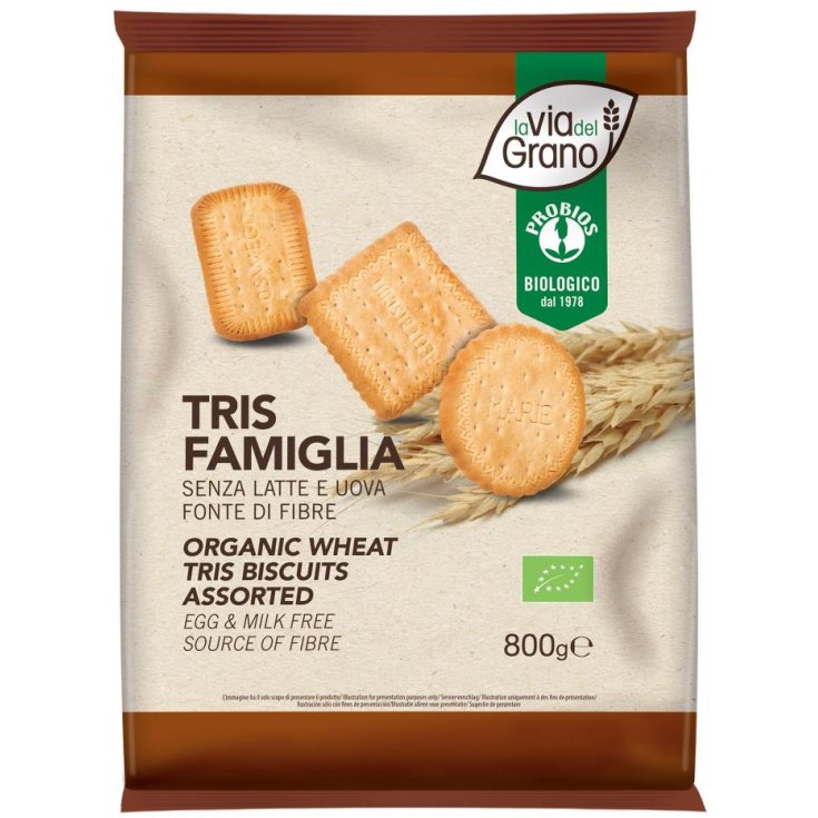 La Via Del Grano Tris Family Assortiment Biscuits Probios 800g