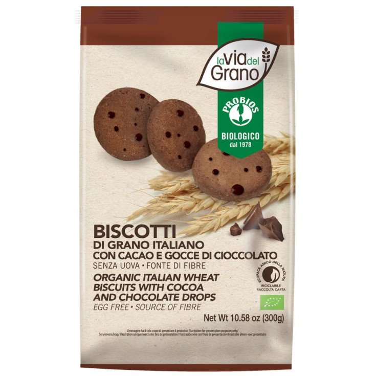 La Via Del Grano Biscuits Au Cacao Et Gouttes De Chocolat Probios 300g