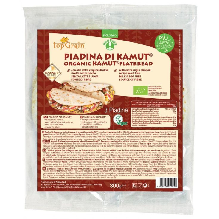 TopGrain Kamut Piadina Avec Probios Huile D'Olive Extra Vierge 300g