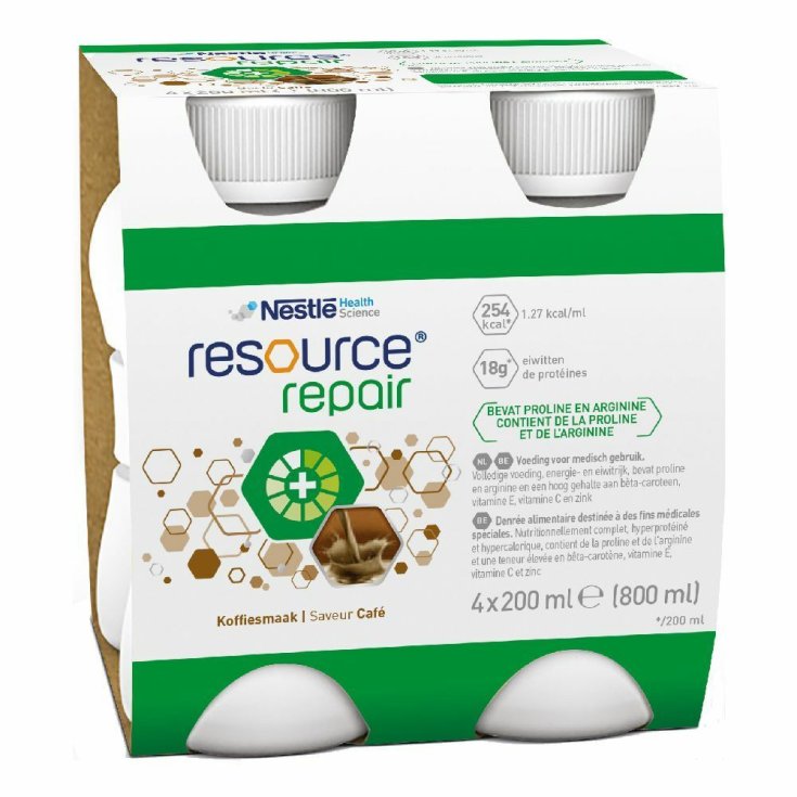 Nestle Health Science Resource Repair Coffee Boisson riche en protéines pour favoriser la régénération des tissus 4x200ml