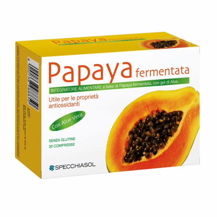 Specchiasol Comprimés de Papaye Fermentée Complément Alimentaire Sans Gluten 30 Comprimés