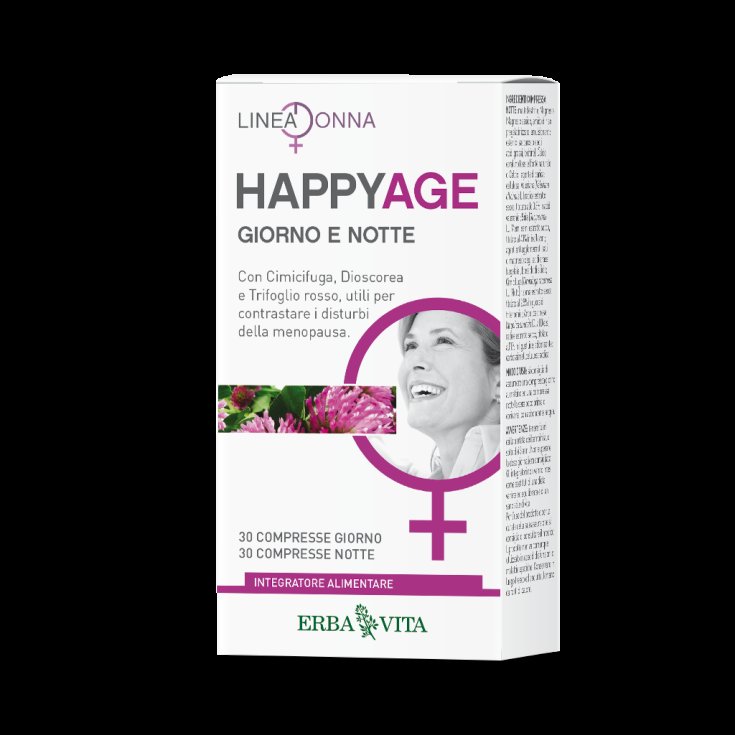 ErbaVita Woman Line Happyage Complément Alimentaire Jour Et Nuit 60 Comprimés