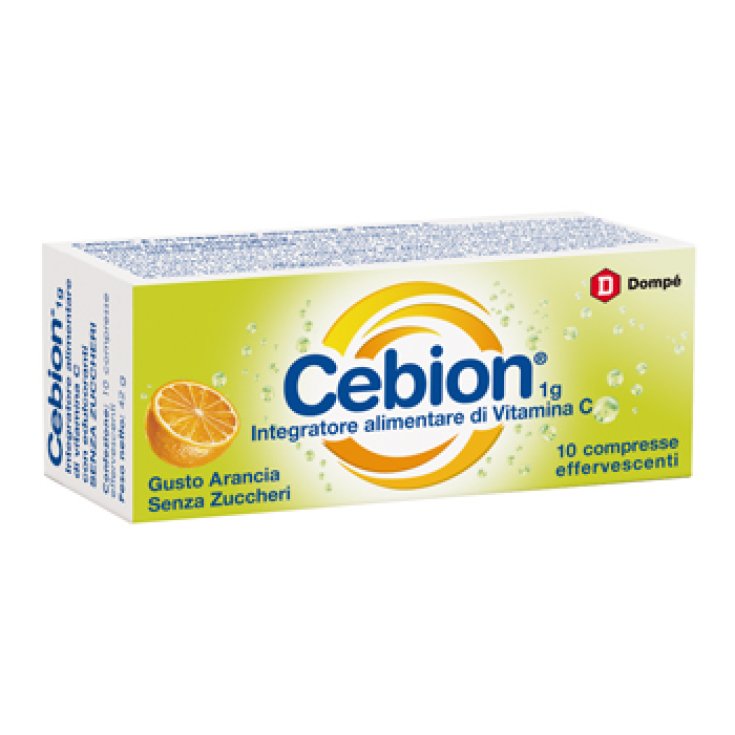 Bracco Cebion 1g Complément Alimentaire De Vitamine C Orange Sans Sucre 10 Comprimés Effervescents