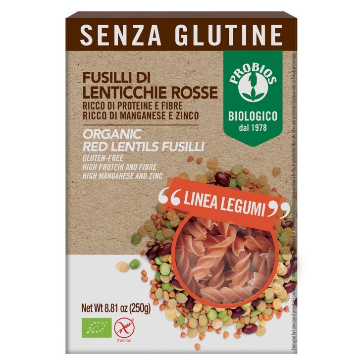 100% Probios Pâtes Fusilli Lentilles Rouges 250g