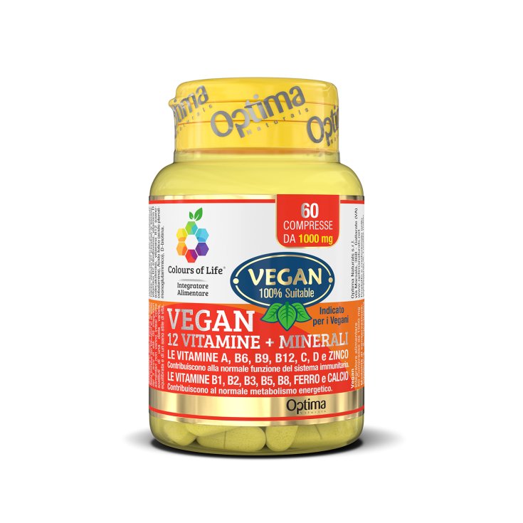 Vegan 12 Vitamines + Minéraux Colors Of Life® Optima Naturals 60 Comprimés