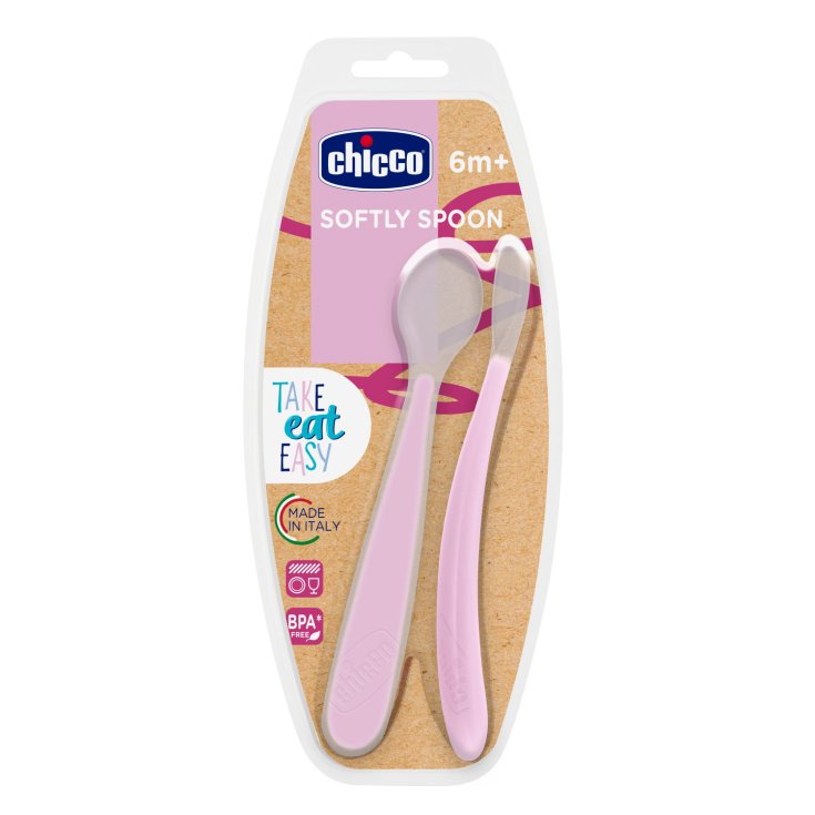Cuillère Silicone Souple 6m + Baby Chicco® 2 Pièces Cuillère Silicone Souple 6m + Baby Chicco® 2 Pièces