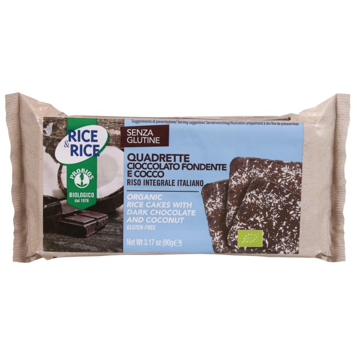 Rice & Rice Quadrette Chocolat Noir Et Probios Noix De Coco 90g