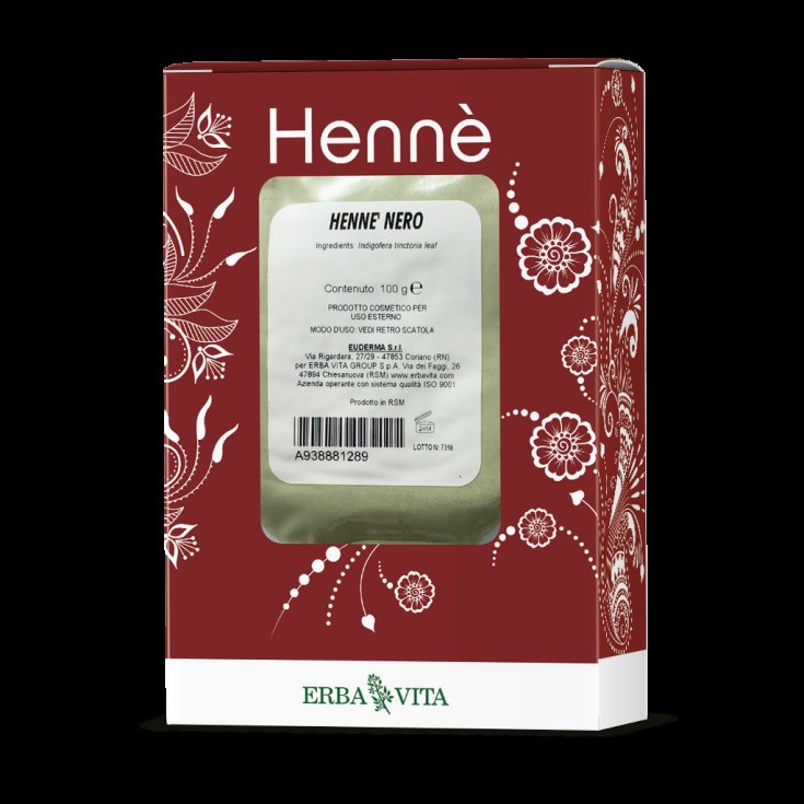 Teinture pour les cheveux au henné ErbaVita couleur noire 100g