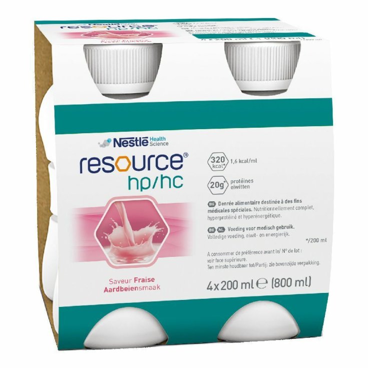 Nestlé Health Science Resource HP/HC Fraise Boisson Riche En Calories Et Riche En Protéines 4 x200ml