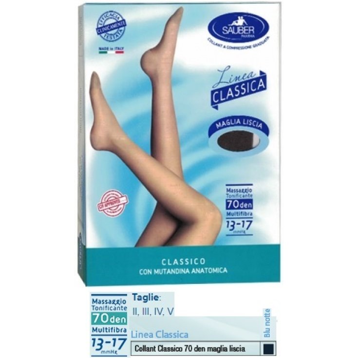 Collants Sauber Pharma Classic Line 70 Den Jersey Lisse Couleur Bleu Nuit Taille 3