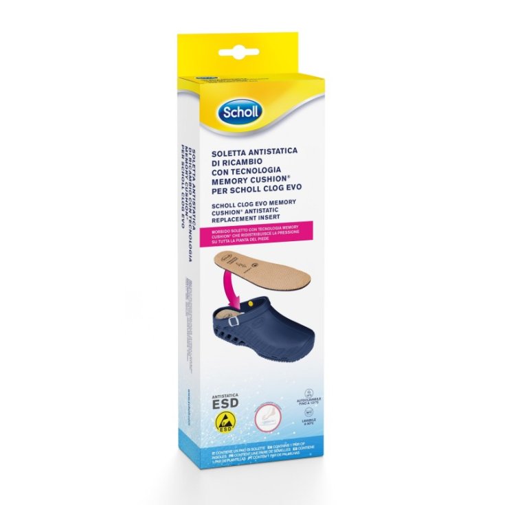 Semelle intérieure antistatique de remplacement Scholl avec technologie de coussin à mémoire de forme pour Scholl Clog Evo Taille 36-37