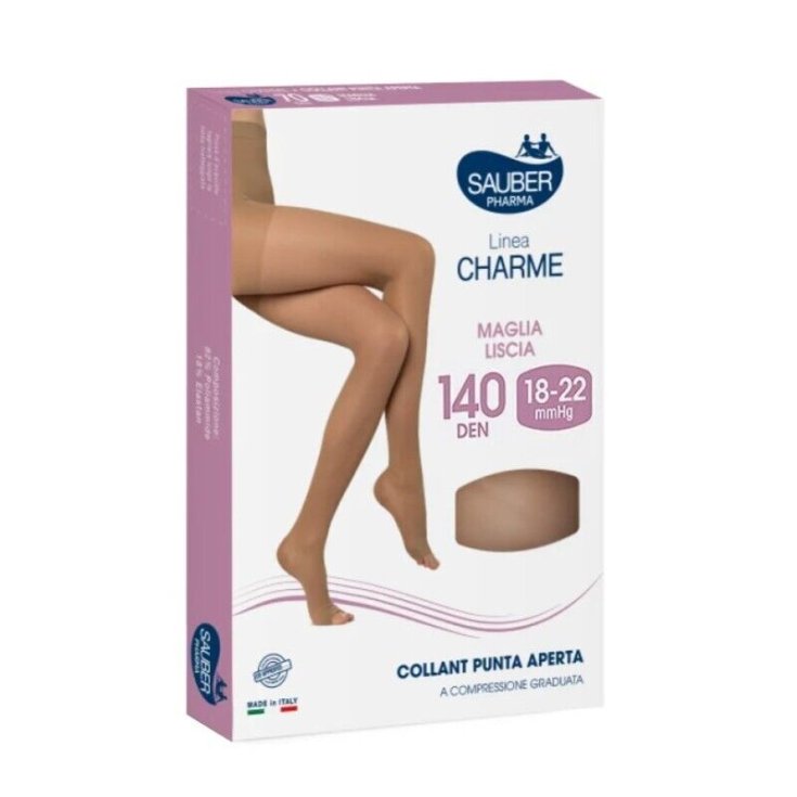 Sauber 140 Deniers Open Toe Collants Jersey Lisse Couleur Neutre Beige Taille 2