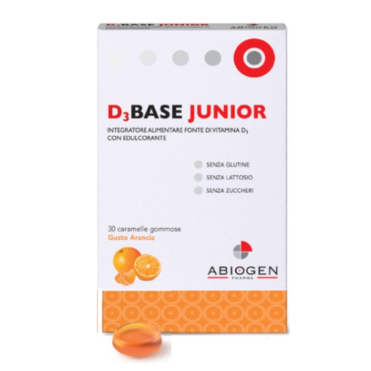 Abiogen D3base Junior Complément Alimentaire 30 Bonbons à l'Orange