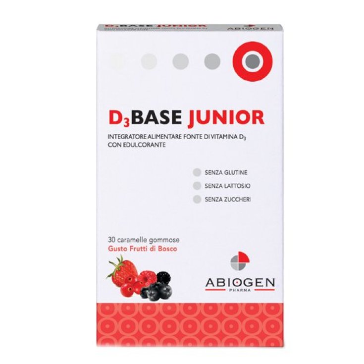 Abiogen D3base Junior Complément Alimentaire 30 Bonbons Baies Sauvages