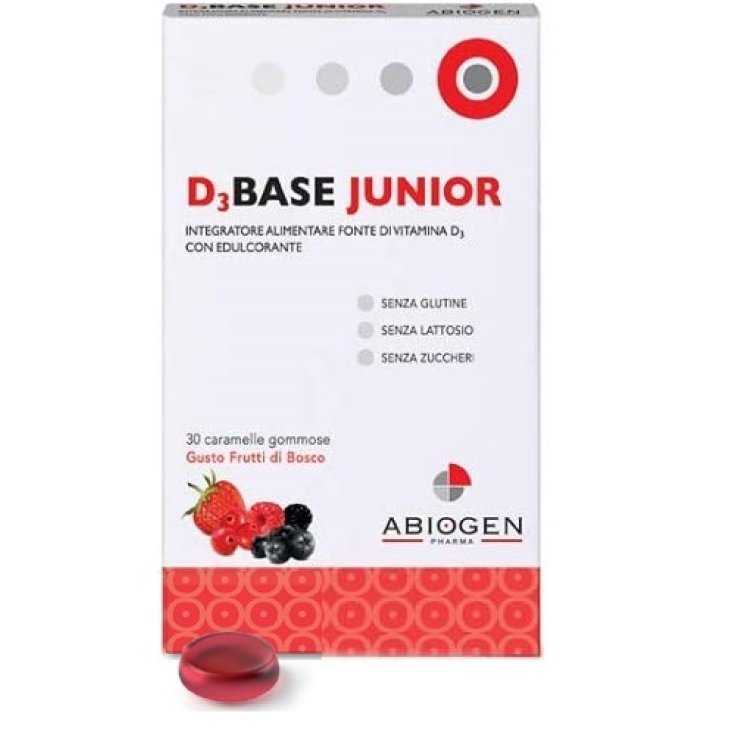 Abiogen D3base Junior Complément Alimentaire 30 Bonbons Baies Sauvages