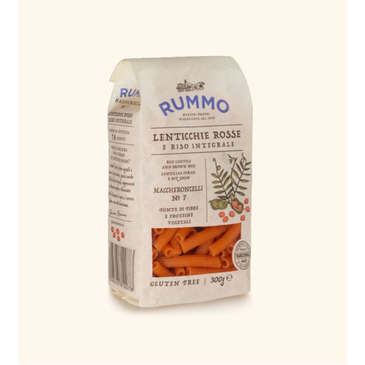 Rummo Pâtes aux Lentilles Rouges et Riz Complet Maccheroncelli n7 Sans Gluten 300g