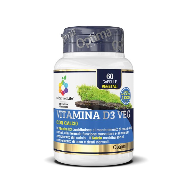 Vitamine D3 Végétale D'Origine Végétale Avec Calcium Colors Of Life® Optima Naturals 60 Gélules