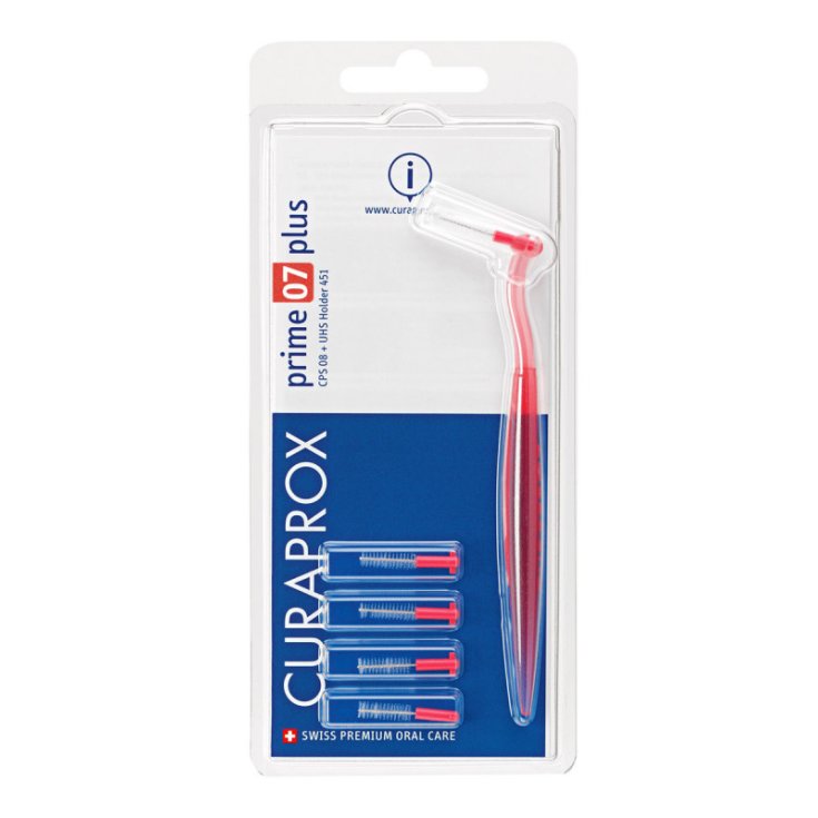 Curaprox Prime 07 Plus Brosses à Dents Fines Manche Rouge 5 Pièces