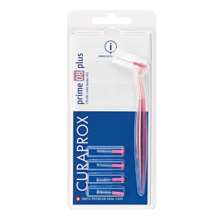 Curaprox Prime 08 Plus Brosses à Dents Fines Manche Rose 5 Pièces