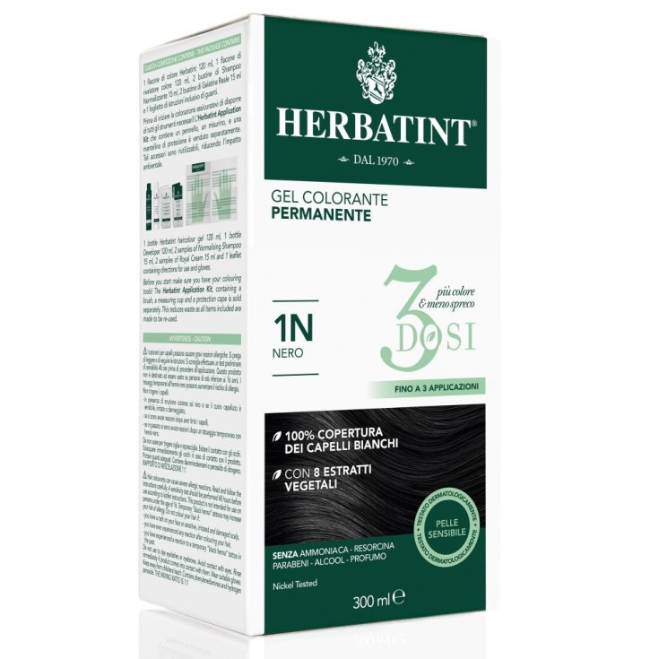 Herbatint 3Dosi Gel de Couleur Permanente Gradation 1N Noir 300ml