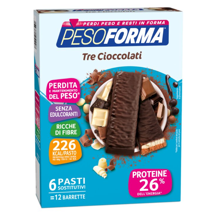 Trois Chocolats Barres Pesoforma 12 Pièces