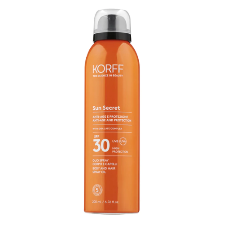 Korff Sun Secret Huile Solaire Sèche Spray Corps Et Cheveux SPF 30 200 ml