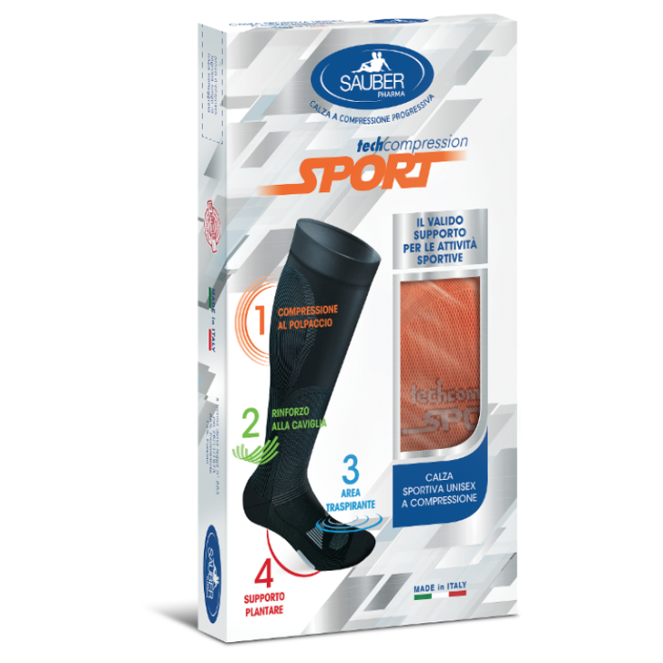 Chaussettes Sauber Sport Progressive Compression Unisexe Couleurs Orange Fluo / Blanc Taille S