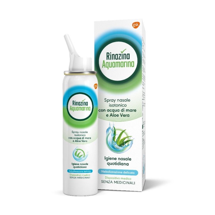 Rinazina Aquamarina Spray Nasal Isotonique A L'Aloe Vera Nébulisation Délicate 100 ml