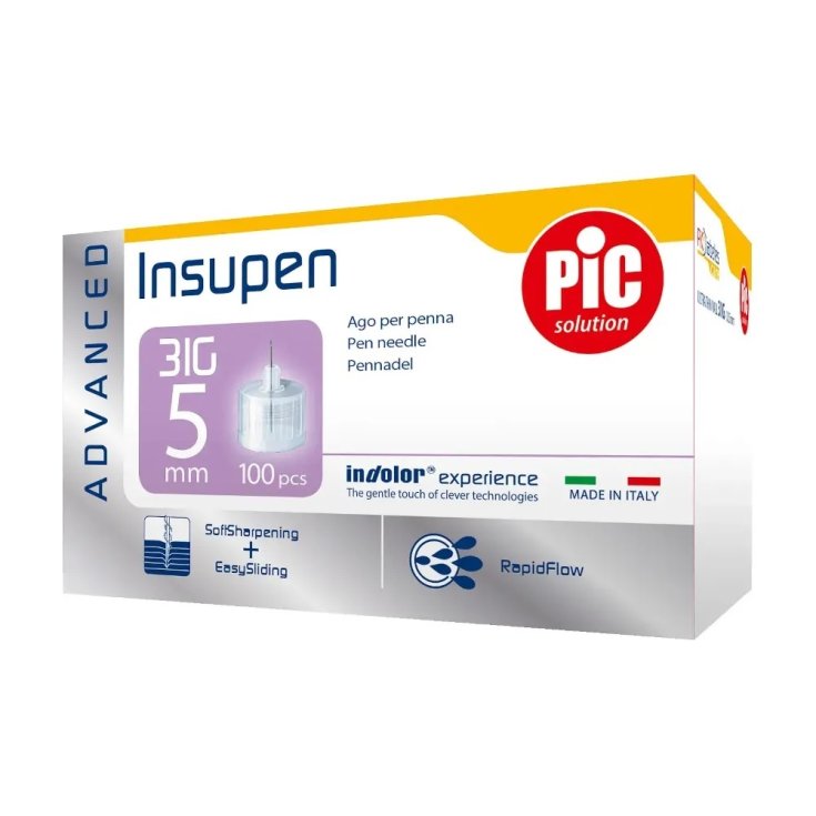 Insupen Aiguille Stylo G31 5mm PIC Solution 100 Pièces