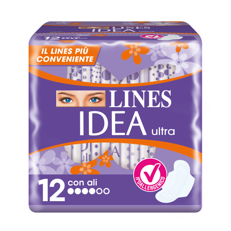 Lines Idea Ultra Day 12 Serviettes Hygiéniques Avec Ailes