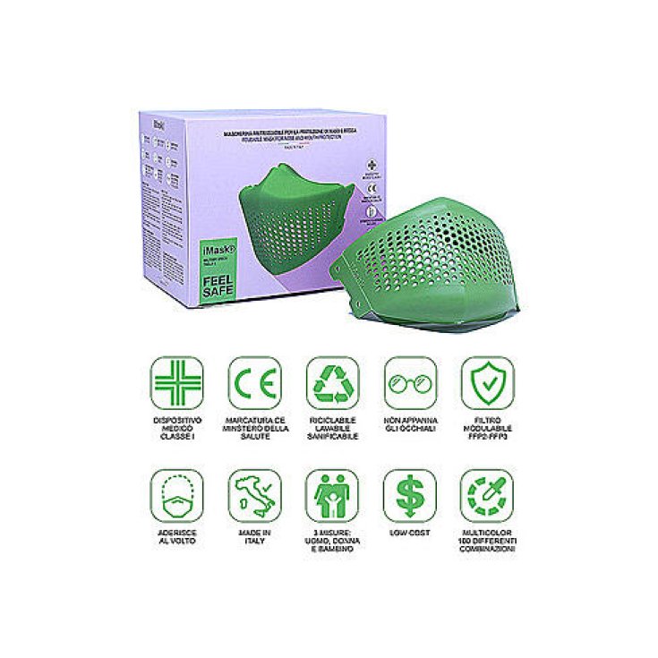 Masque de protection vert militaire + 5 filtres