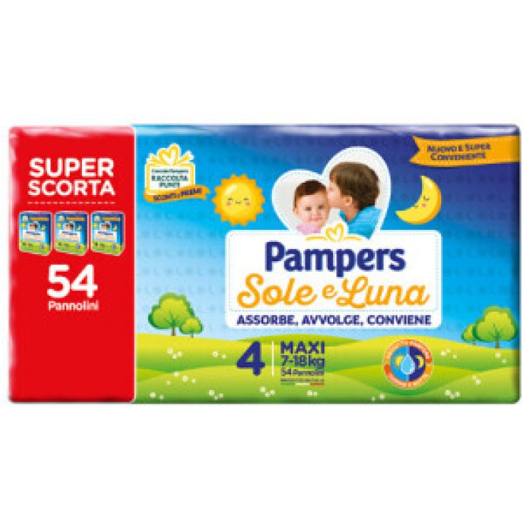 Sole & Luna Taille 4 Maxi (7-18Kg) Super Escort Pampers 54 Couches