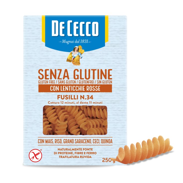 Fusilli n°34 Aux Lentilles Coquilles Sans Gluten De Cecco 250g