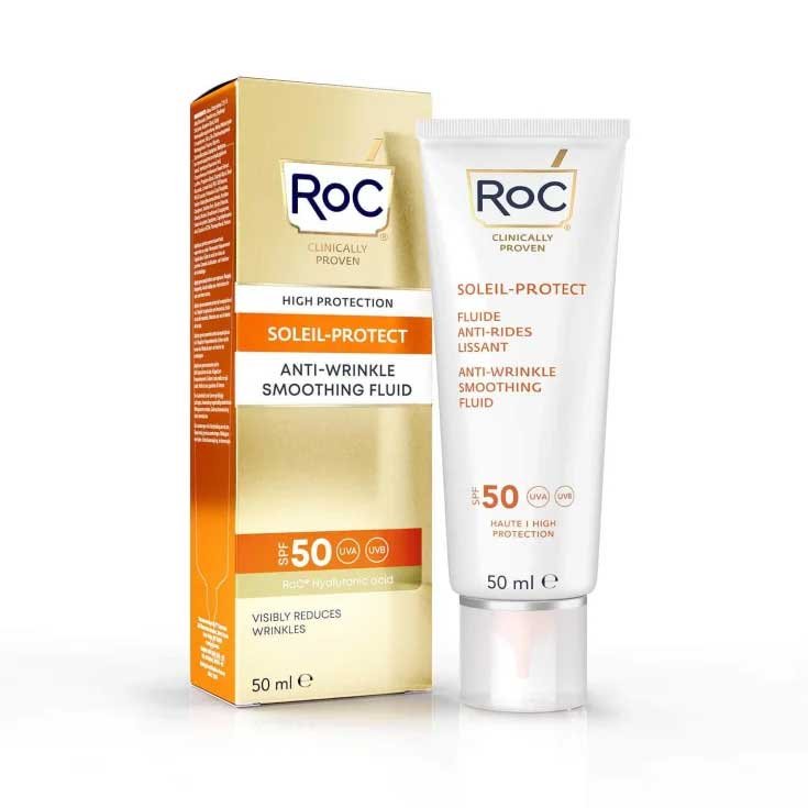 SOLEIL PROTECT Fluide Visage Lissant Anti-Rides SPF50 + RoC 50 ml