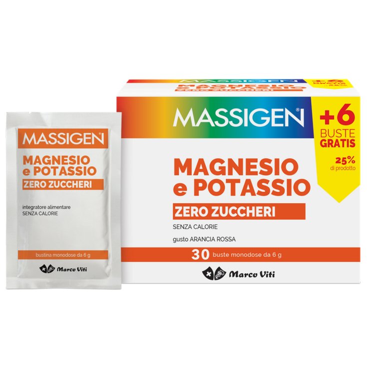 Massigen Magnésium Et Potassium Zéro Sucre Marco Viti 24 + 6 Sachets