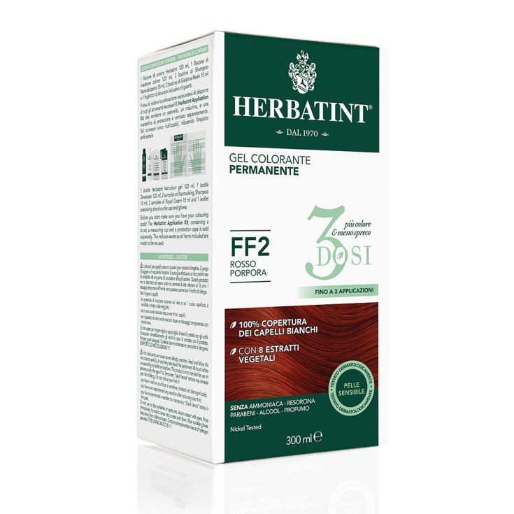 Gel de Coloration Permanente 3 Doses Herbatint FF2 Rouge Violet 300 ml