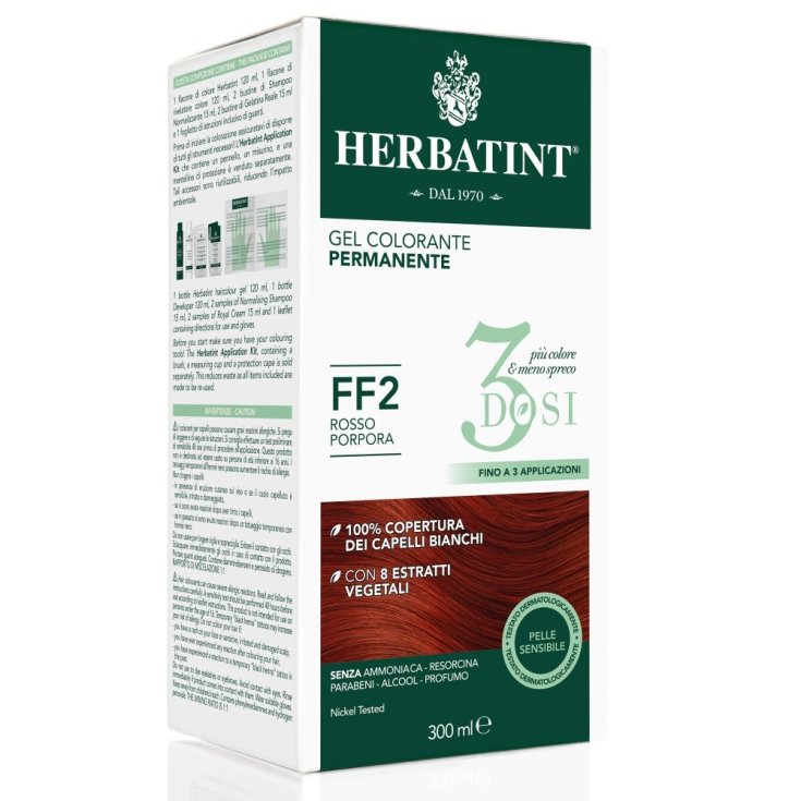 Gel de Coloration Permanente 3 Doses Herbatint FF2 Rouge Violet 300 ml