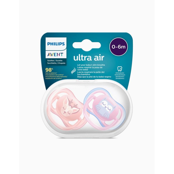Ultra Air Philips Avent 0-6M 2 Sucettes Fantaisie Rose