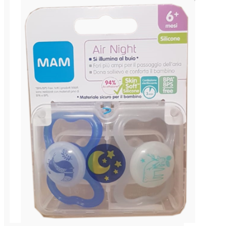 Air Night MAM 6+ Mois 2 Sucettes Blue Fantasy