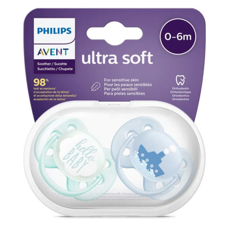 Ultra Air Hello Boy Philips Avent 0-6M 2 Sucettes